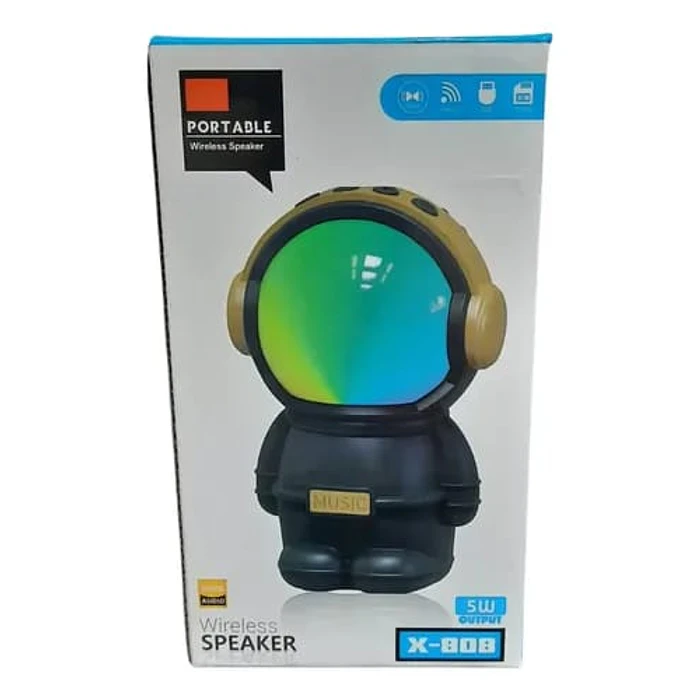PARLANTE MINI ASTRONAUTA MUSICAL -LUZ LED- PORTATIL -USB 2