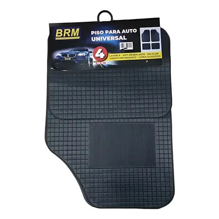 JUEGO DE 4 PIEZAS DE PISO DE GOMA NEGRO