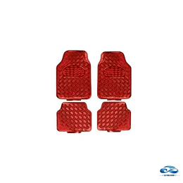  SET PISO DE GOMA 4 PIEZAS COLOR ROJO METALIZADO
