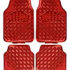  SET PISO DE GOMA 4 PIEZAS COLOR ROJO METALIZADO 2