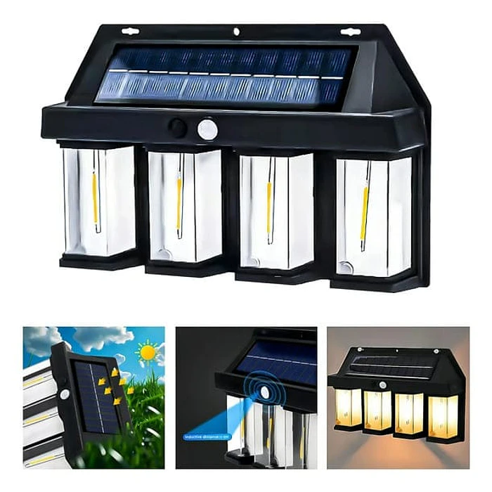 LAMPARA SOLAR DE PARED LUZ CALIDA 4 AMPOLLETAS 1