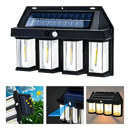 LAMPARA SOLAR DE PARED LUZ CALIDA 4 AMPOLLETAS