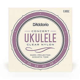 Cuerdas Para Ukelele Concierto Daddario EJ65C, Clear Nylon