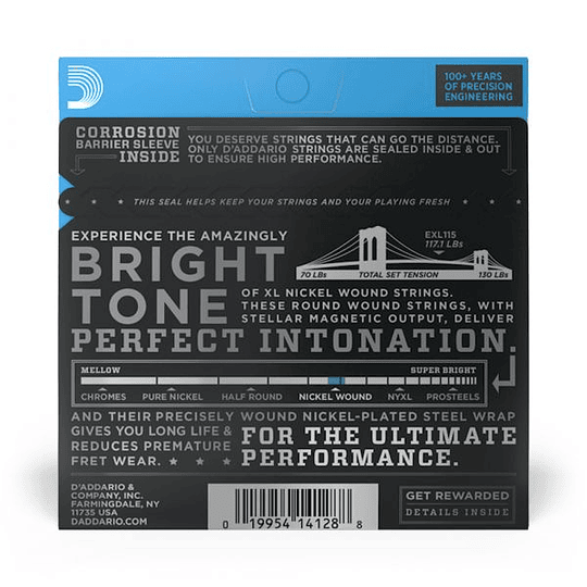Cuerdas Para Guitarra Eléctrica Daddario EXL115, 11-49