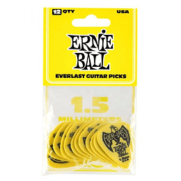 Pack De 12 Uñetas Ernie Ball Everlast Yellow 1.5Mm