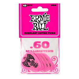 Pack De 12 Uñetas Ernie Ball Everlast Pink 60Mm