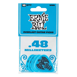 Pack De 12 Uñetas Ernie Ball Everlast Blue .48Mm