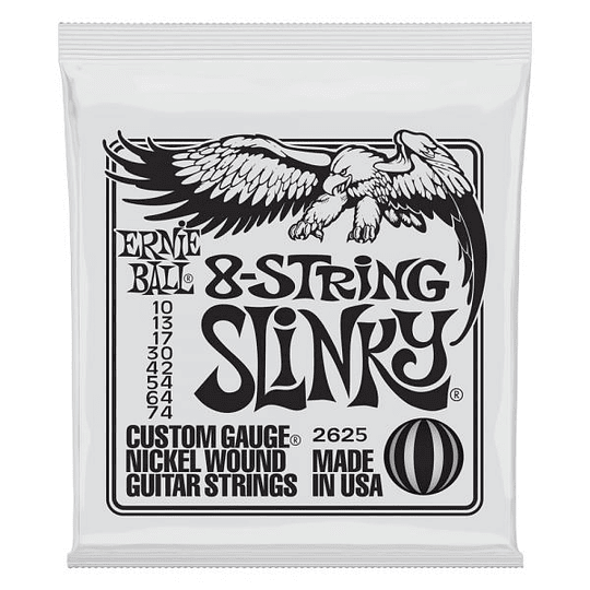 Cuerdas Guitarra Eléctrica Ernie Ball Slinky 10-74, 8 Cuerdas