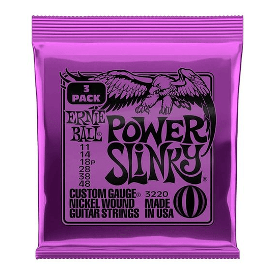 Pack De 3 Cuerdas De Guitarra Eléctrica Ernie Ball Power Slinky 11-48