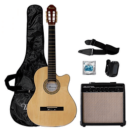 Pack Guitarra Electroacústica Mercury Mac01 Cuerdas Nylon
