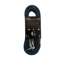 Cable de Instrumento Trenzado Negro/Azul GCR 6N, 6 Mts. 