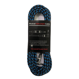 Cable de Instrumento Trenzado Negro/Azul GCR 6N, 6 Mts. 