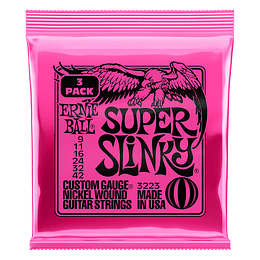 Pack De 3 Set De Cuerdas Para Guitarra Eléctrica Ernie Ball P03223 Super Slinky, 09-42