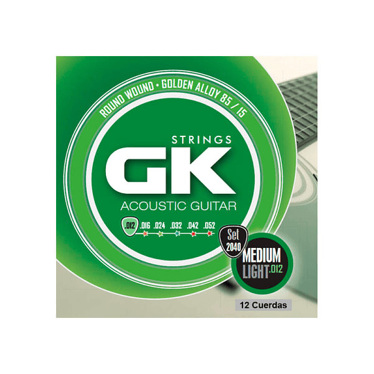 12 Cuerdas para guitarra acústica GK Strings 12040