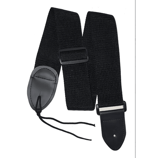 Correa Para Guitarra Y Bajo Regulable Reforzada Color Negro Liso