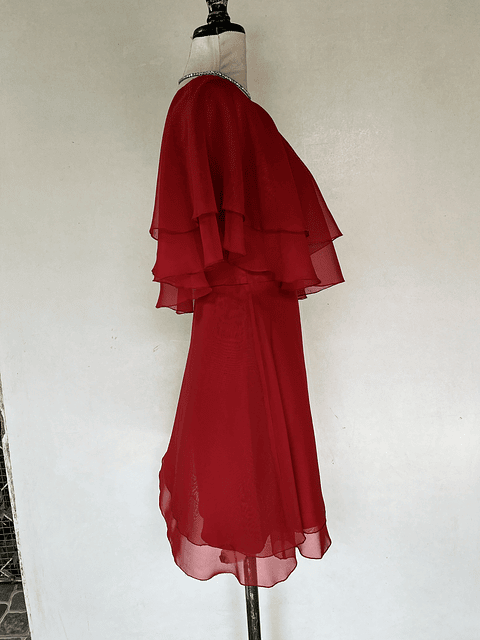 Vestido Corto Color Rubi - Talla 44