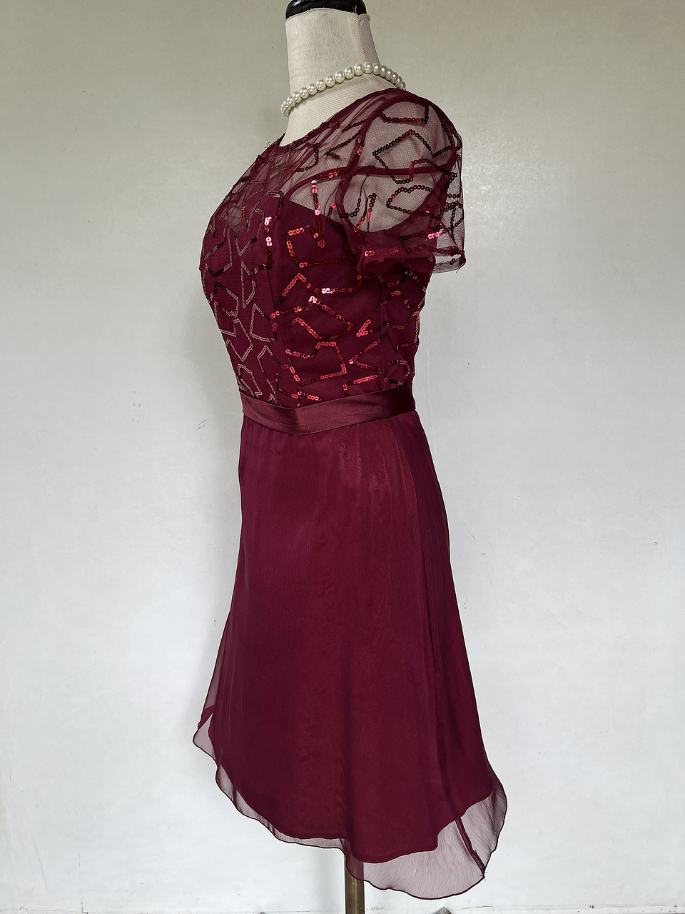 Vestido Largo Color Burdeos - Talla 42 3