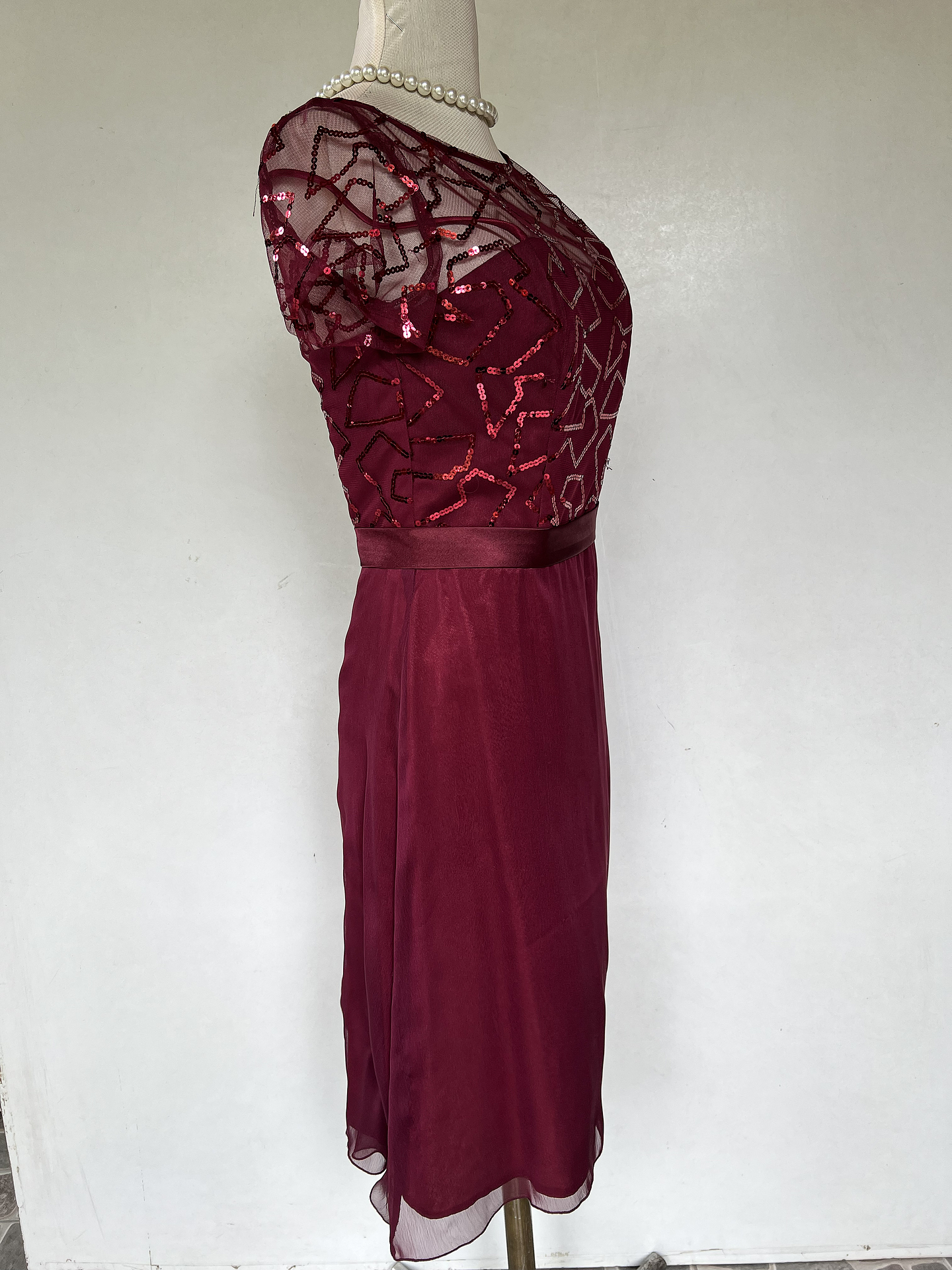 Vestido Largo Color Burdeos - Talla 42 2