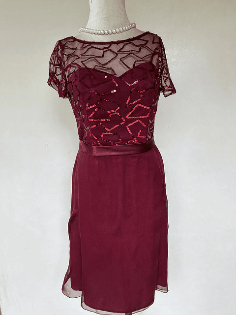 Vestido Largo Color Burdeos - Talla 42