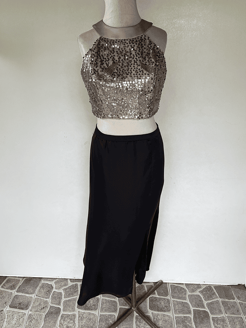 TOP LENTEJUELAS TALLA 40 - VESTIDO LARGO NEGRO  TALLA 48