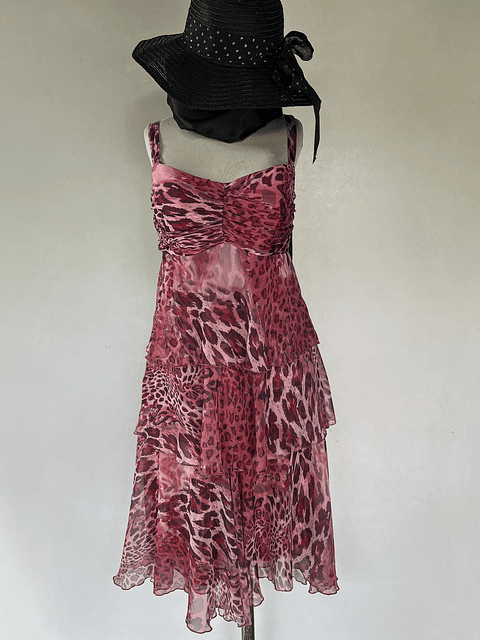 VESTIDO LARGO MANCHAS ROSA - TALLA 40