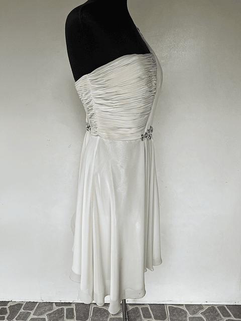 VESTIDO LARGO BLANCO CON BRILLOS - TALLA 44