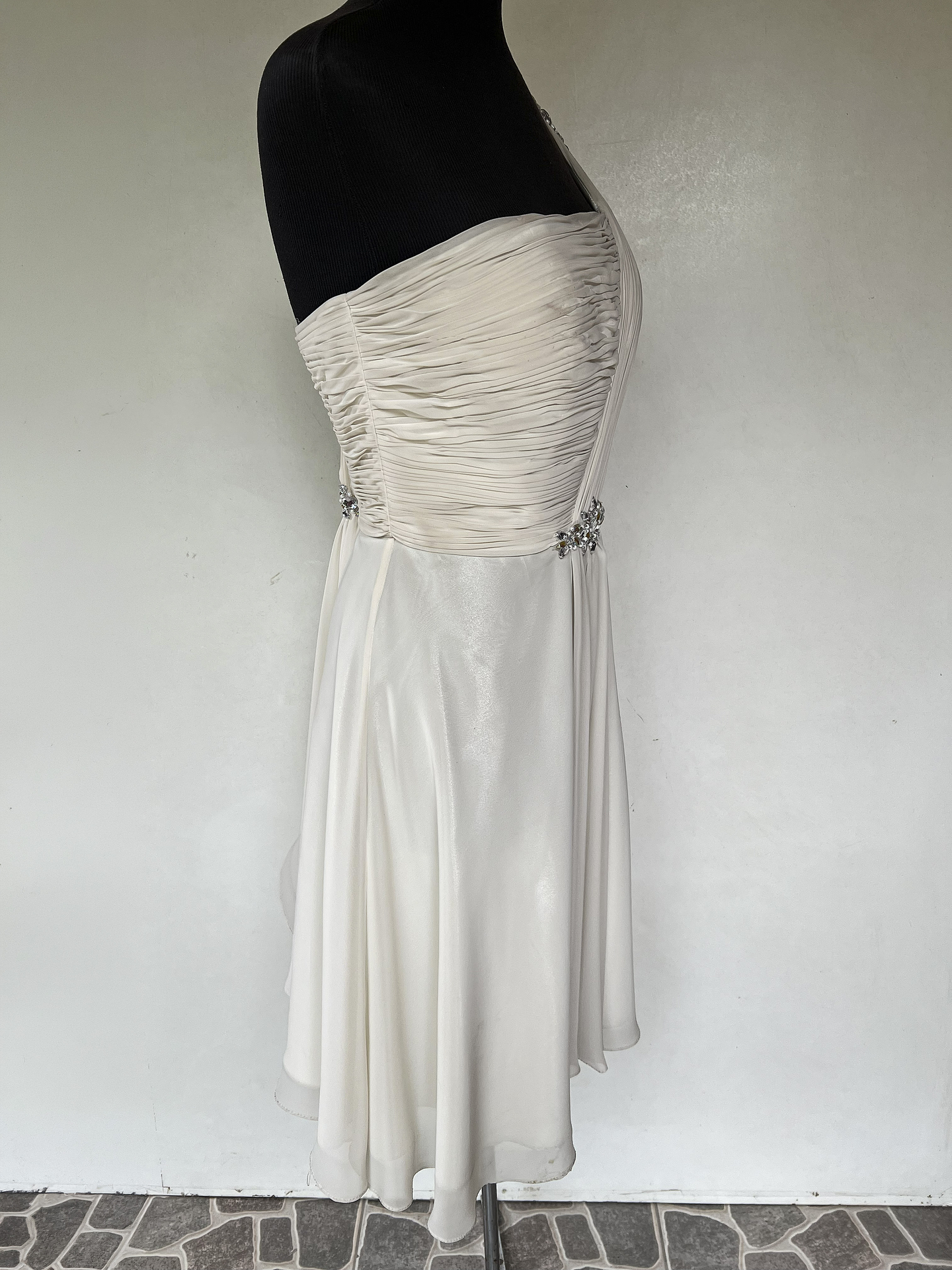 VESTIDO LARGO BLANCO CON BRILLOS - TALLA 44 2