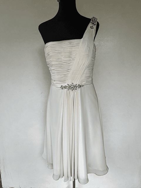 VESTIDO LARGO BLANCO CON BRILLOS - TALLA 44