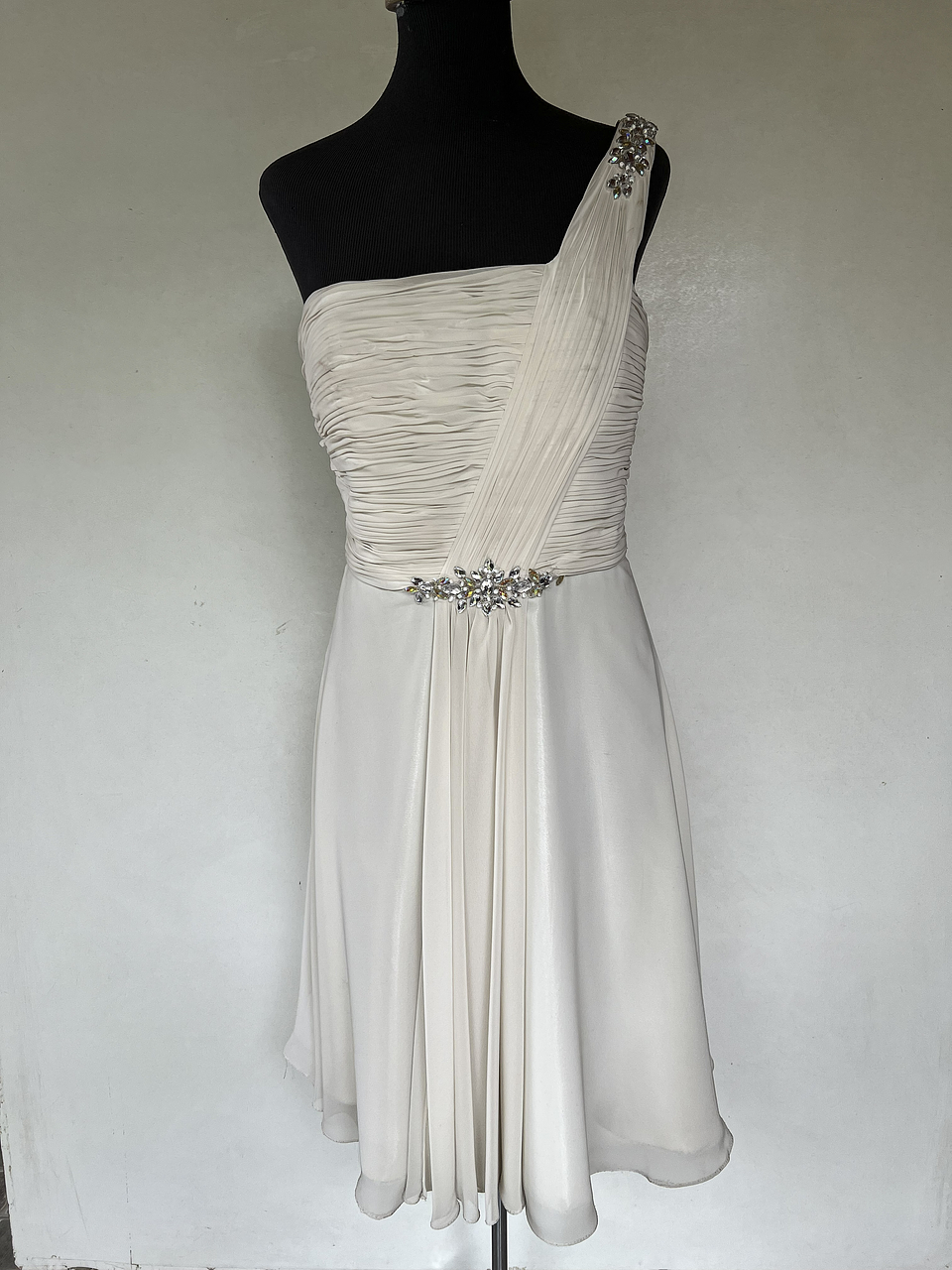 VESTIDO LARGO BLANCO CON BRILLOS - TALLA 44 1