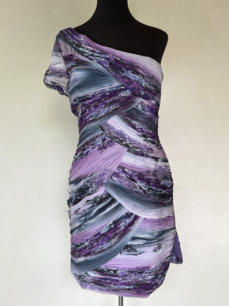 VESTIDO CORTO RAYADO MORADO - TALLA 40 1