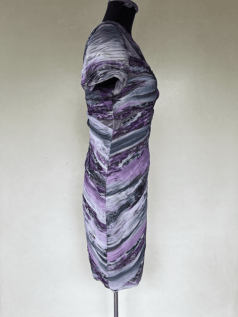 VESTIDO CORTO RAYADO MORADO - TALLA 40