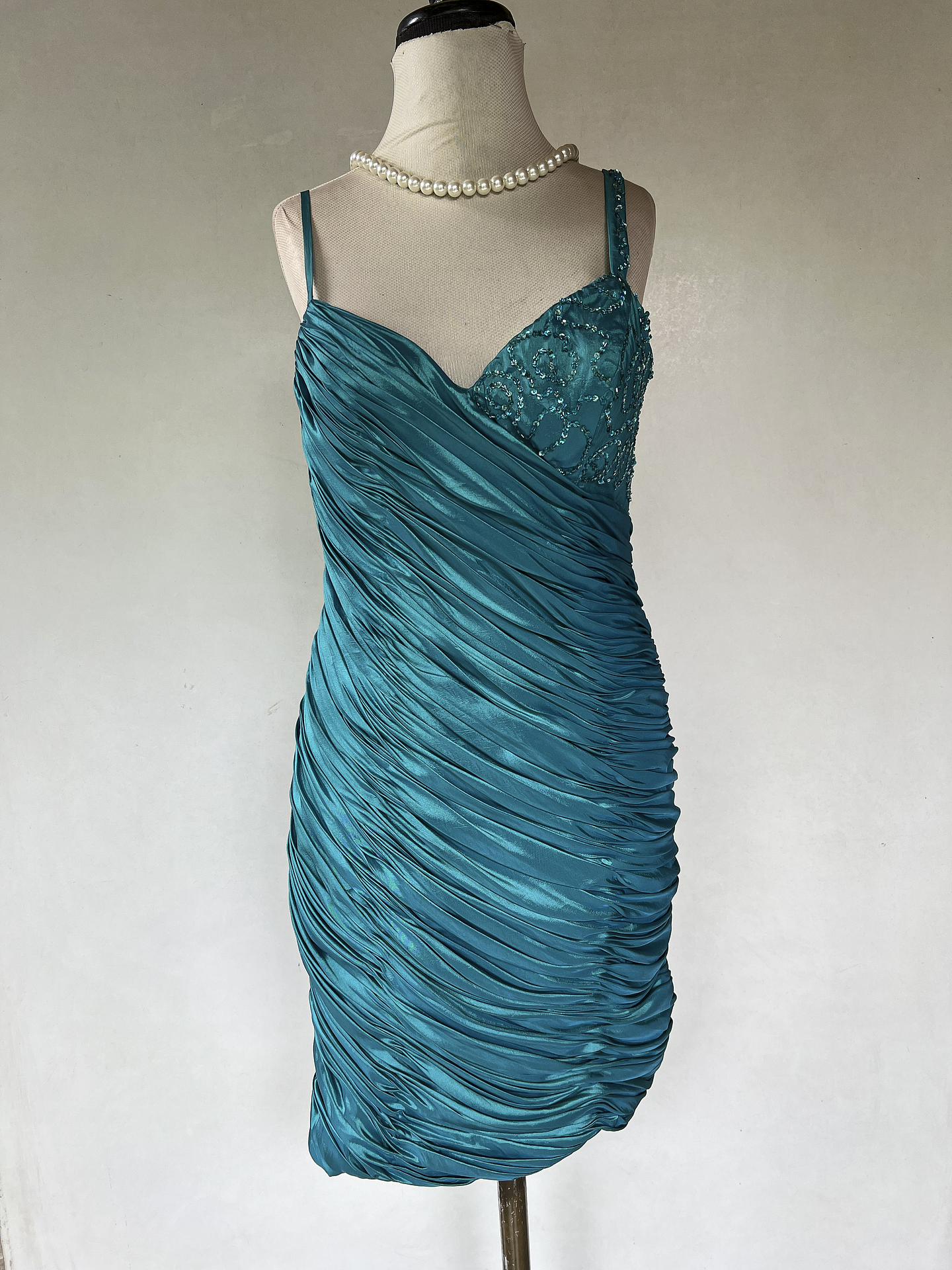 VESTIDO CORTO PETROLEO - TALLA 40 1