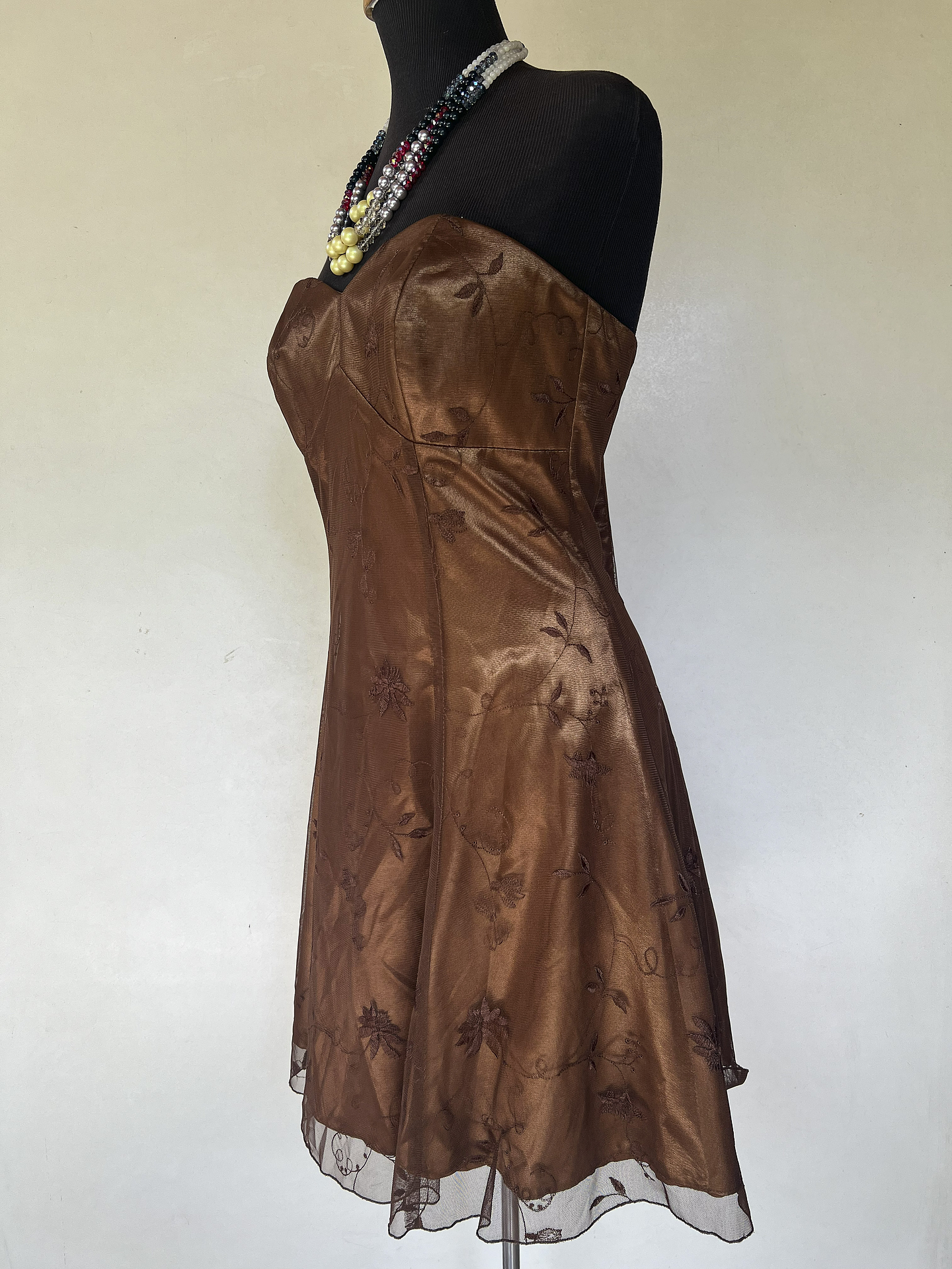VESTIDO CORTO CAFE - TALLA 44 3