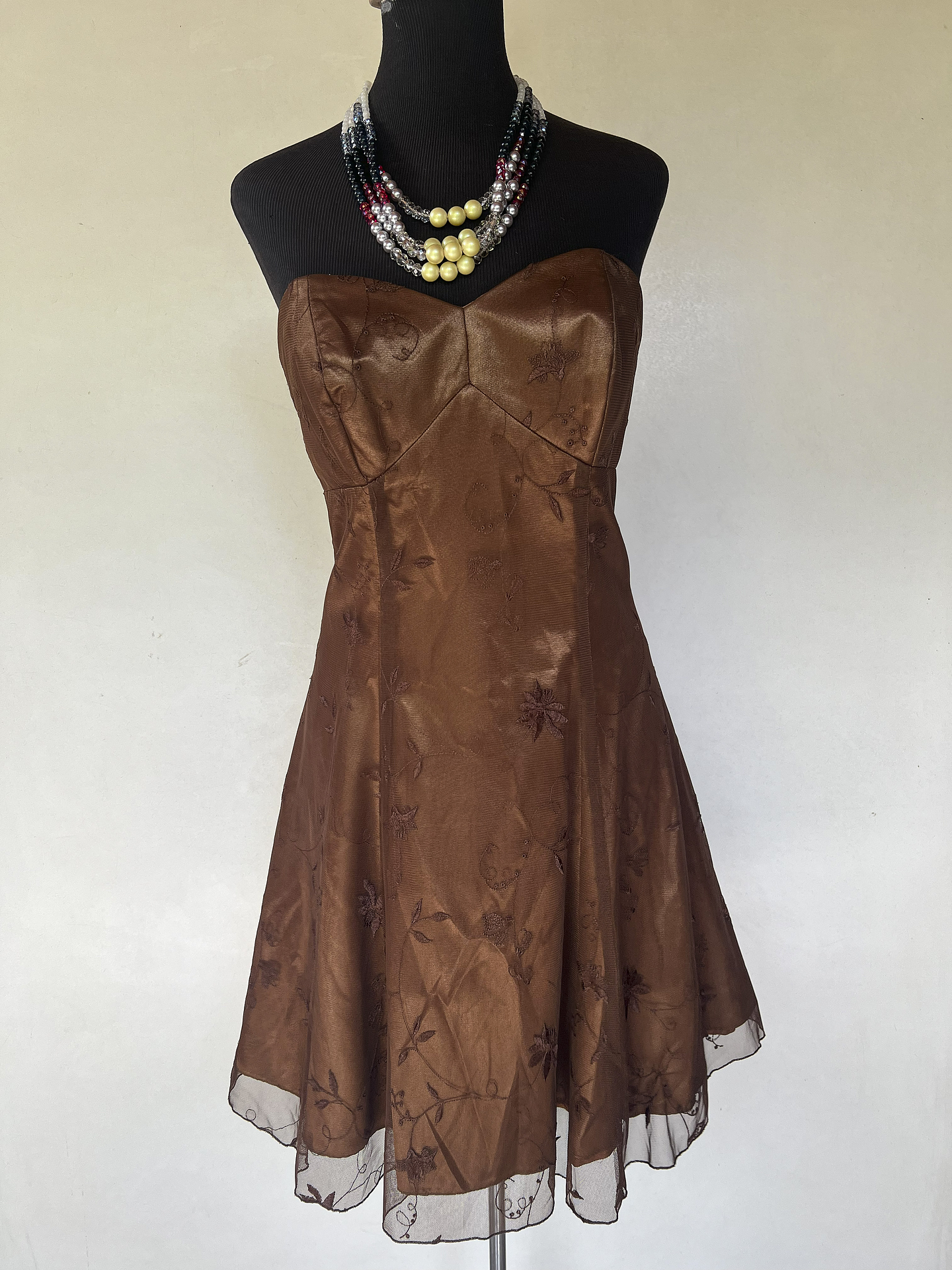 VESTIDO CORTO CAFE - TALLA 44 1