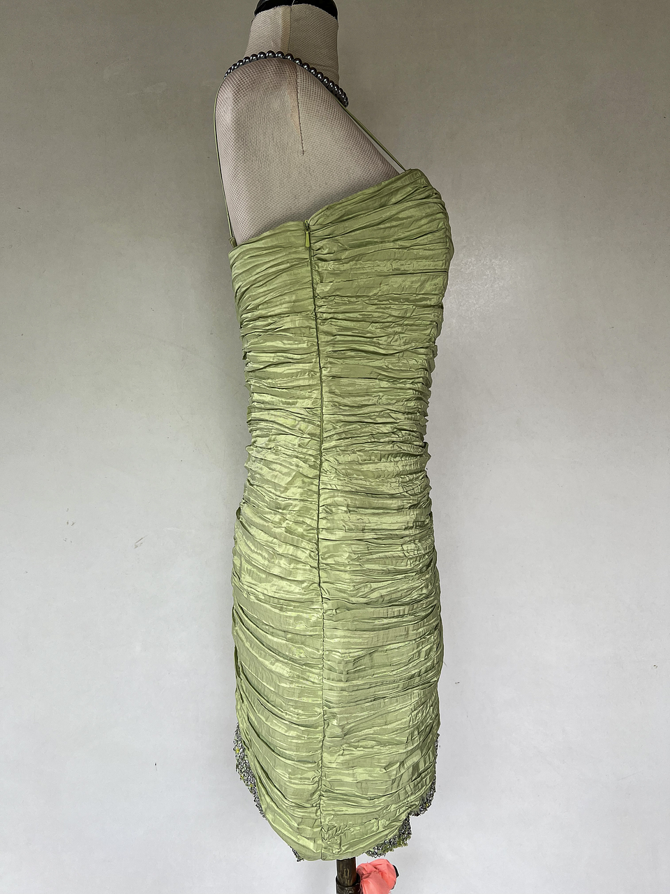 VESTIDO CORTO VERDE AGUA BRILLOS - TALLA 40 2