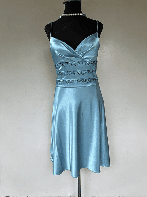 VESTIDO LARGO CELESTE - TALLA 44