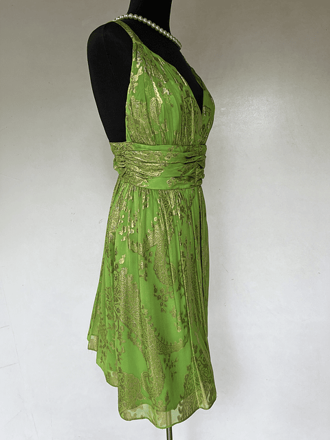 VESTIDO LARGO VERDE DORADO - TALLA 44