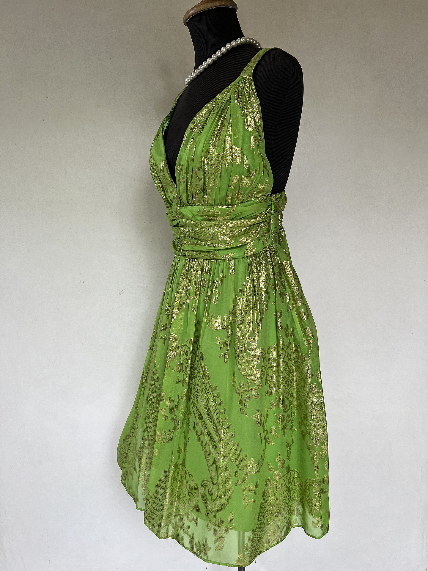VESTIDO LARGO VERDE DORADO - TALLA 44 3