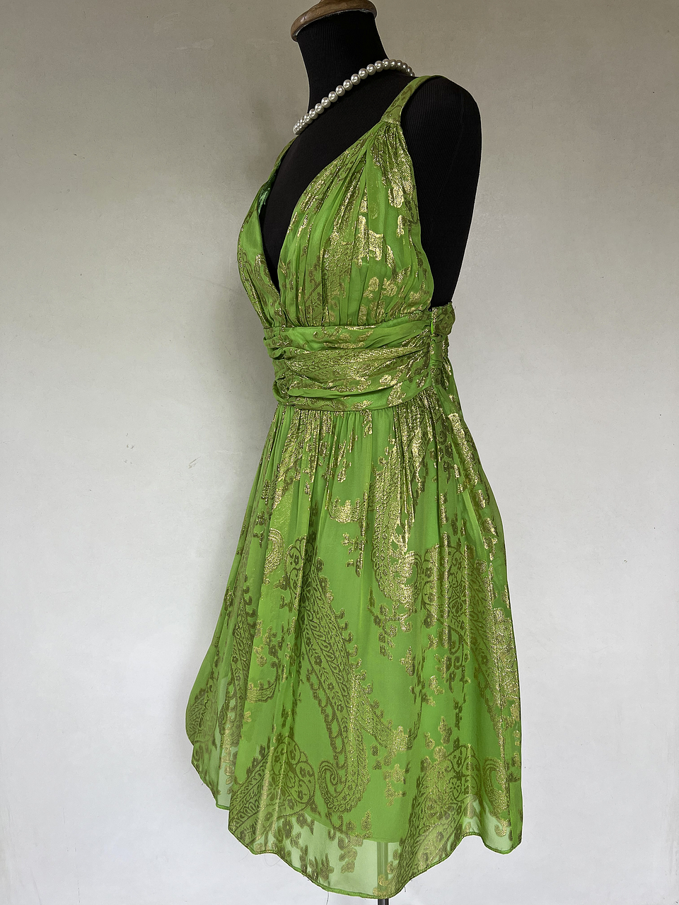 VESTIDO LARGO VERDE DORADO - TALLA 44 3