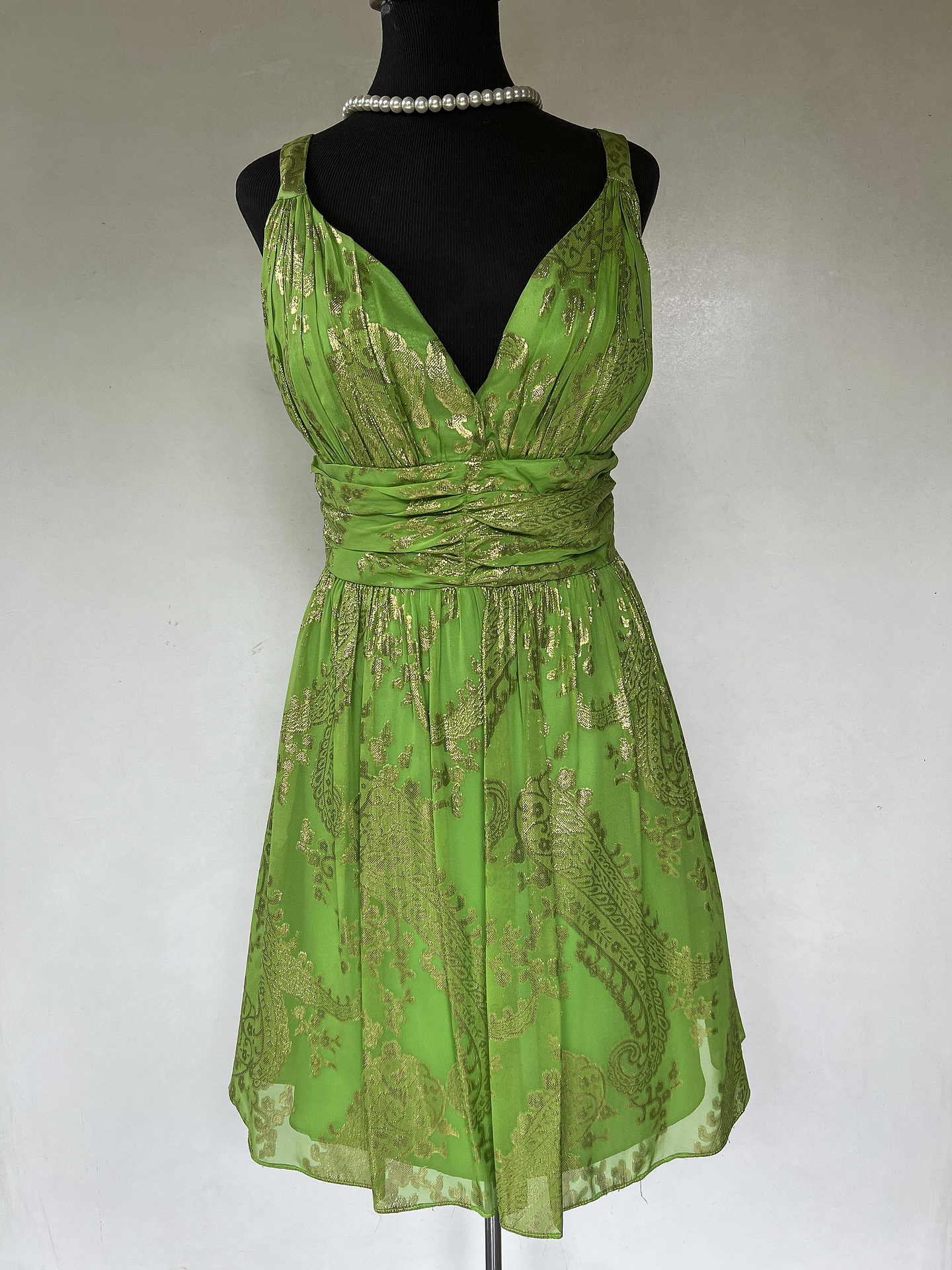 VESTIDO LARGO VERDE DORADO - TALLA 44 1