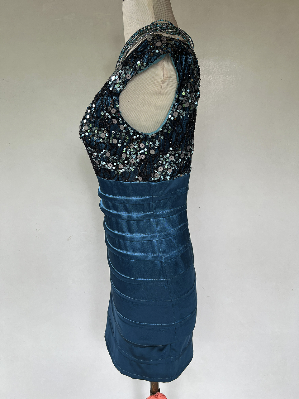 VESTIDO CORTO AZUL PETROLEO - TALLA 40 3