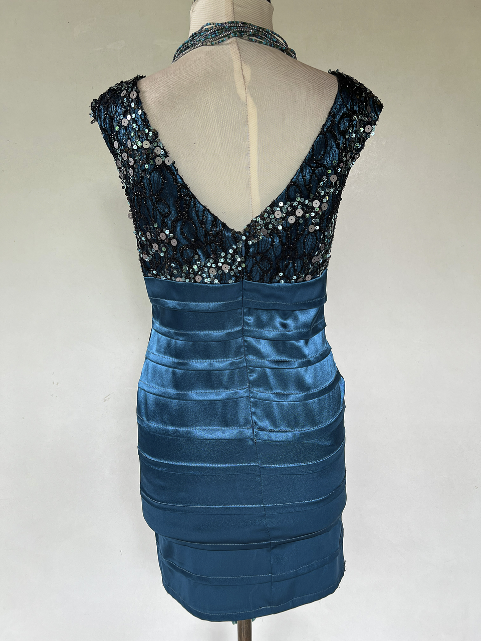 VESTIDO CORTO AZUL PETROLEO - TALLA 40 4