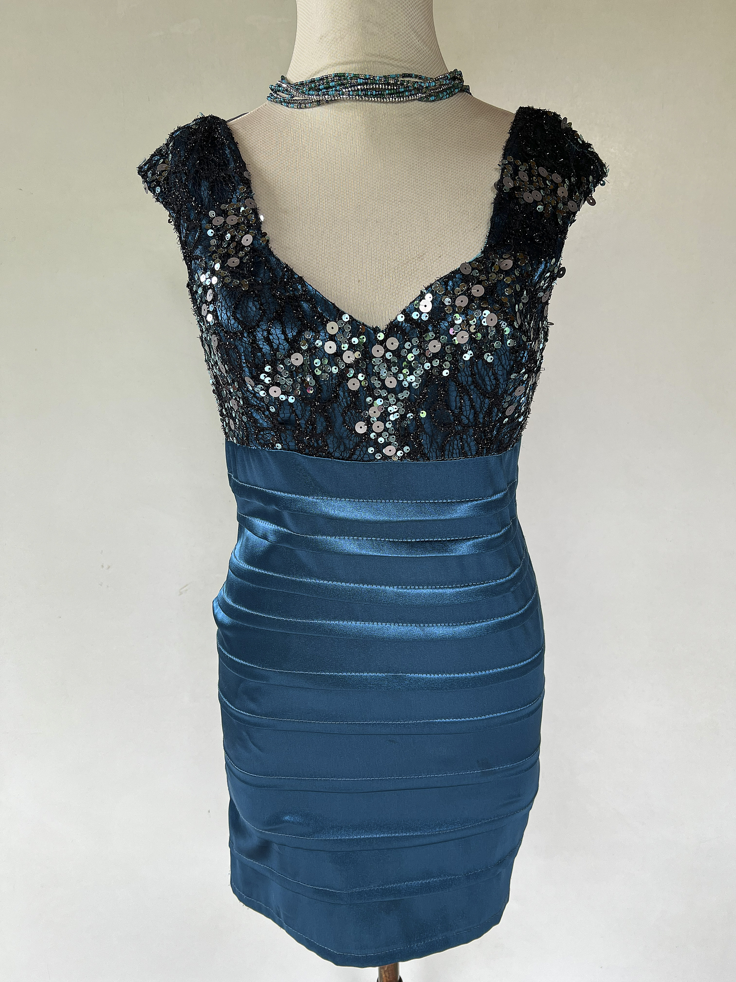 VESTIDO CORTO AZUL PETROLEO - TALLA 40 1