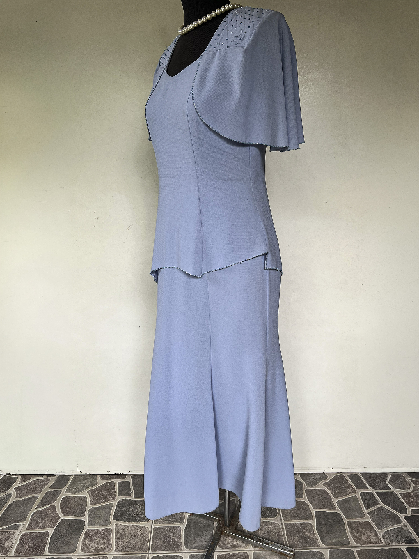 VESTIDO LARGO CELESTE VINTAGE - TALLA 44 3