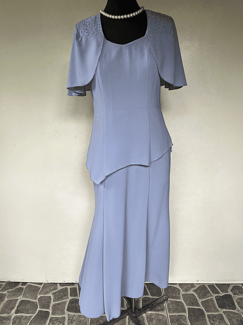 VESTIDO LARGO CELESTE VINTAGE - TALLA 44