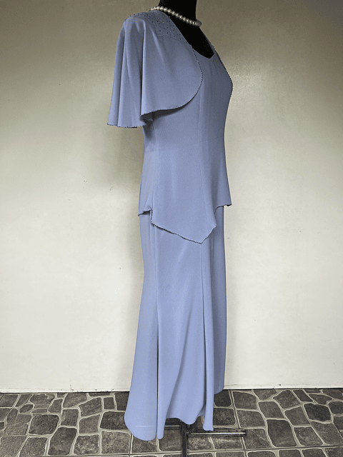VESTIDO LARGO CELESTE VINTAGE - TALLA 44