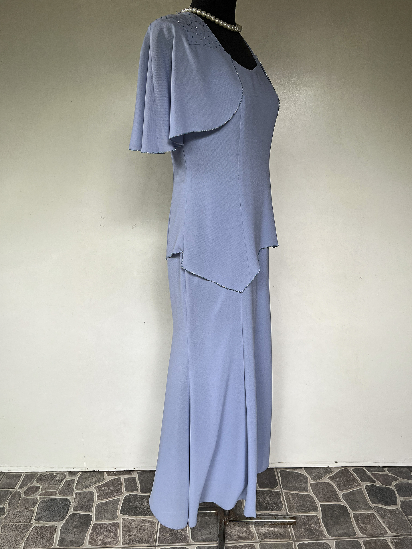 VESTIDO LARGO CELESTE VINTAGE - TALLA 44 2