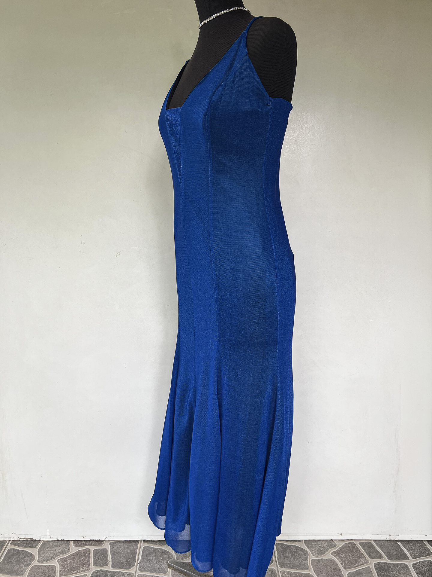 VESTIDO LARGO AZUL BRILLANTE - TALLA 44 3
