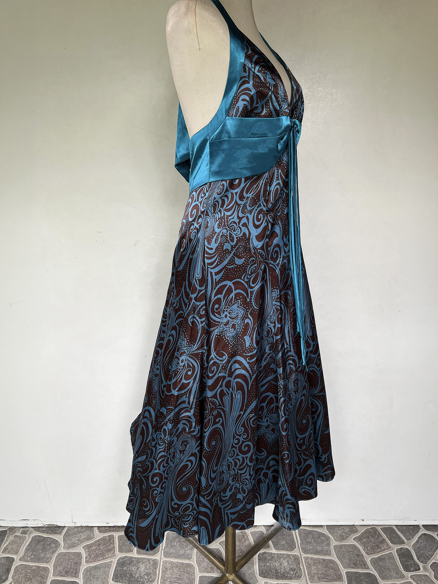 VESTIDO LARGO PETROLEO CAFE - TALLA 44 2