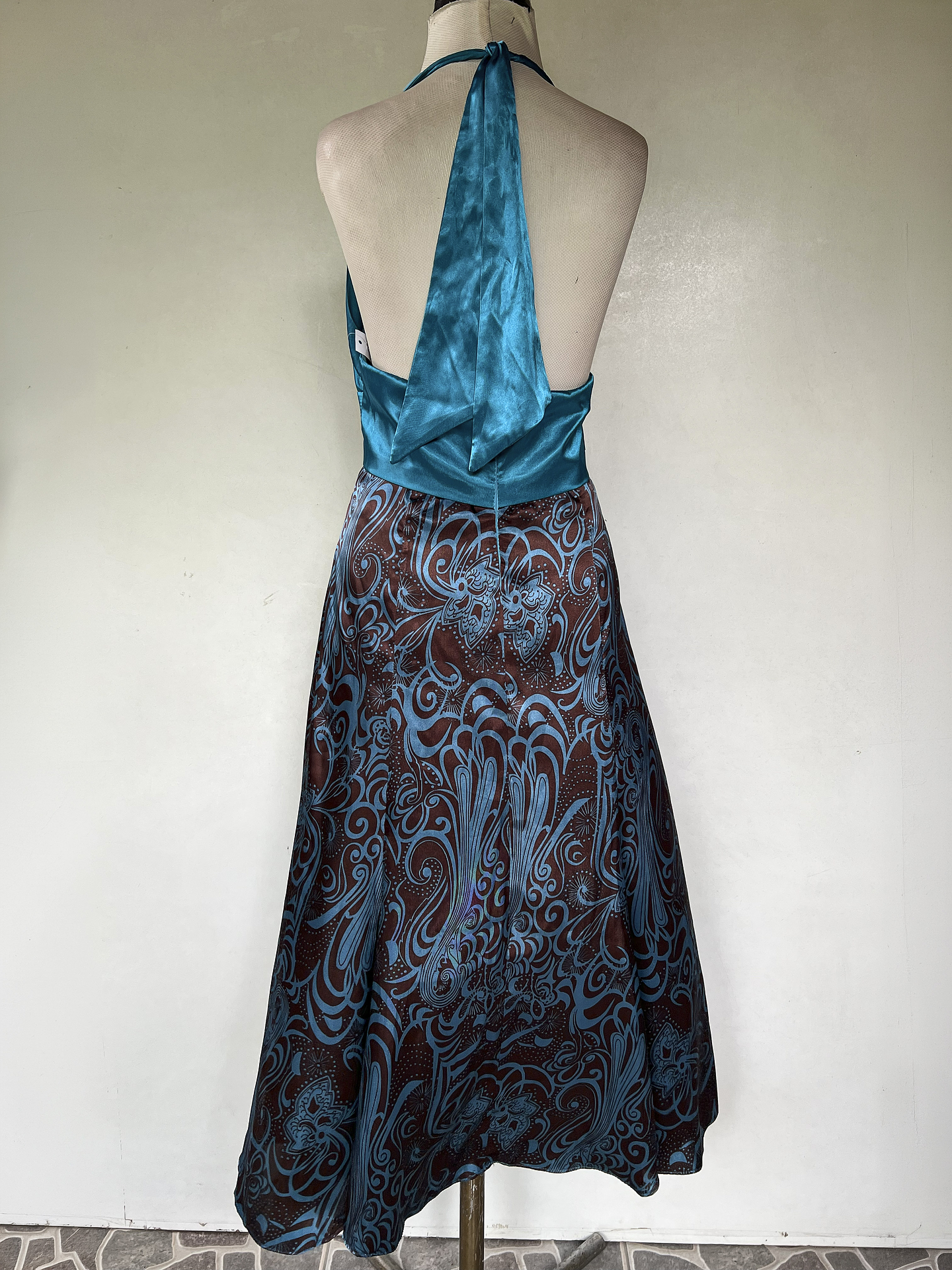 VESTIDO LARGO PETROLEO CAFE - TALLA 44 4